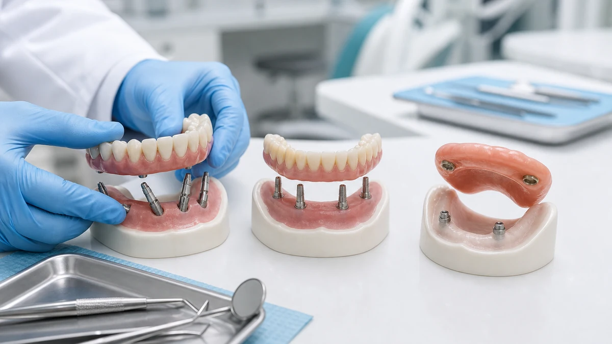All-on-4 vs. All-on-6 vs. implantatgetragene Deckprothesen: Optionen für den gesamten Kiefer im Vergleich